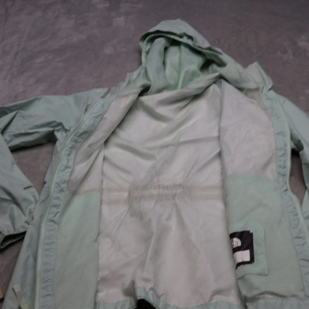 North Face Rain Jacket Girls Large 14/16 Green Resolve Reflective Waterproof